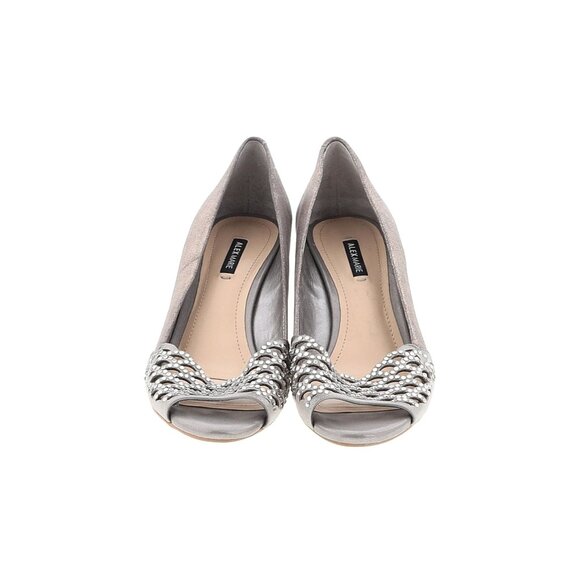 Alex Marie Silver Peep-Toe Wedge Shoes With Rhinestones 6.5M - Picture 2 of 8